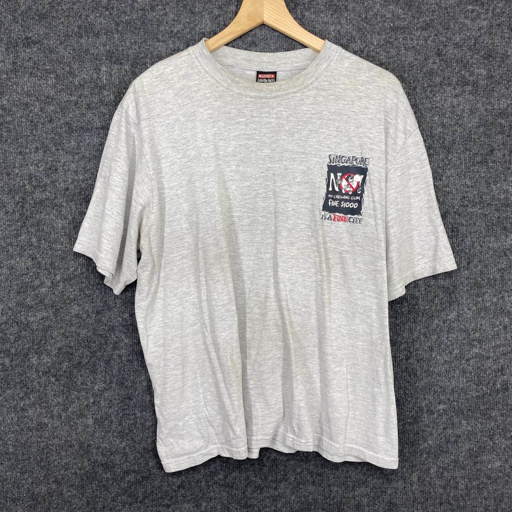 Guardian Angel Singapore Is A Fine City Graphic T-Shirt Gray Mens XL Souvenir
